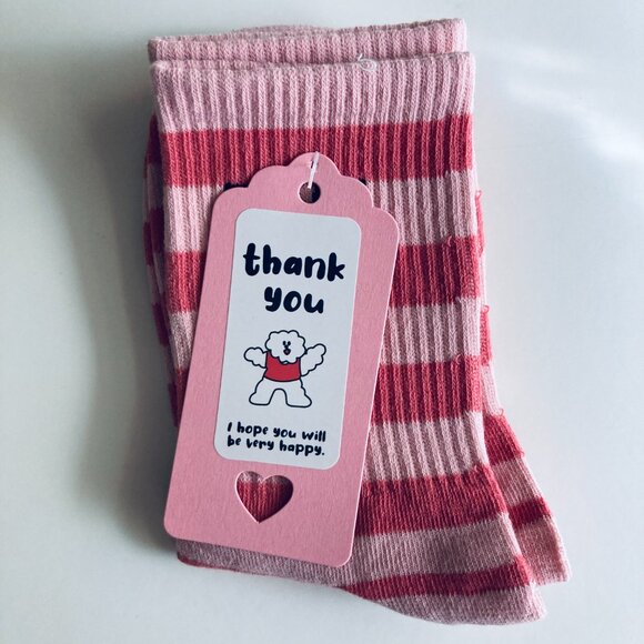 🍒 5/$25 🍒 Preppy Striped Crew Socks with M - Picture 2 of 2